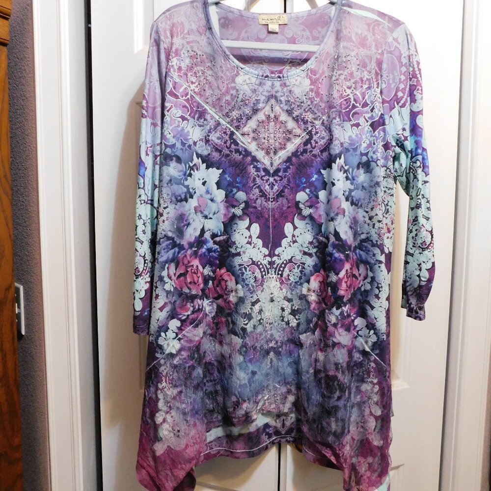 One World Purple Lace Tunic Sz L